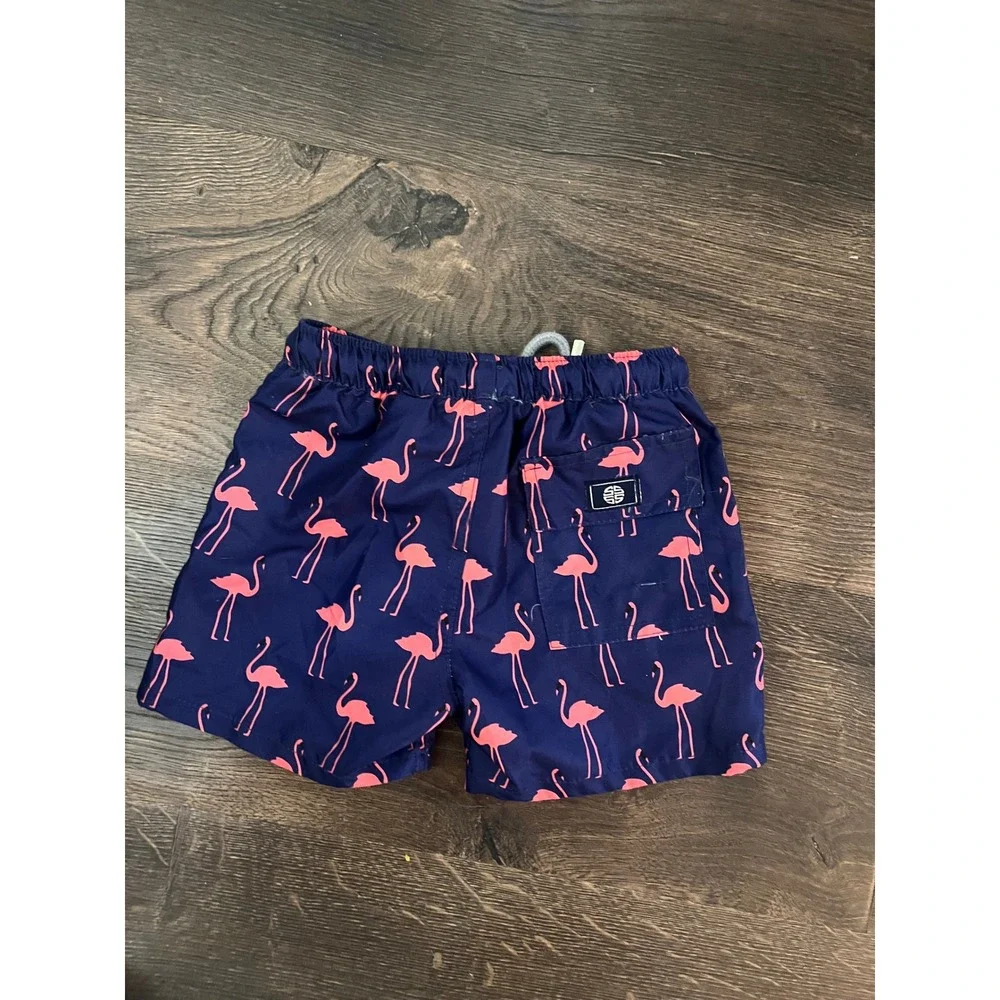 Stivali Kids Navy Blue Pink Flamingo Print Swim Trunks Toddler Boys Size 2Y
